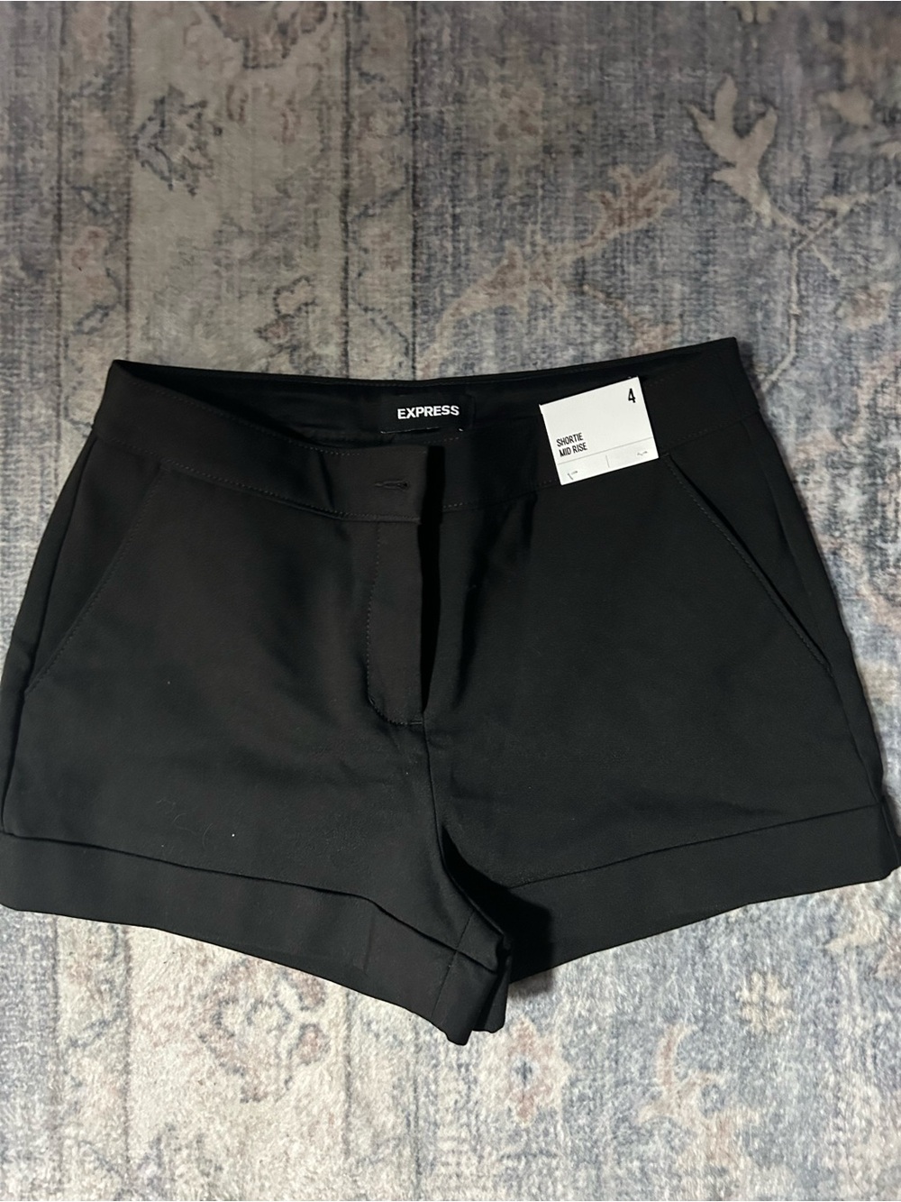 Express High-Waist Black Tailored Shorts